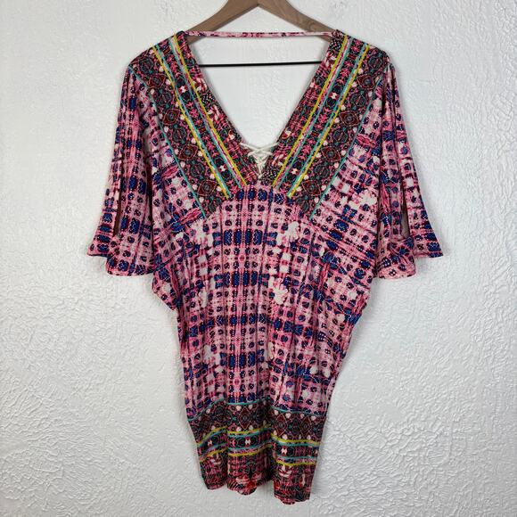 Nanette Lepore Sunset Shibori Tunic Swim Cover Tunic Size Medium - Picture 4 of 6